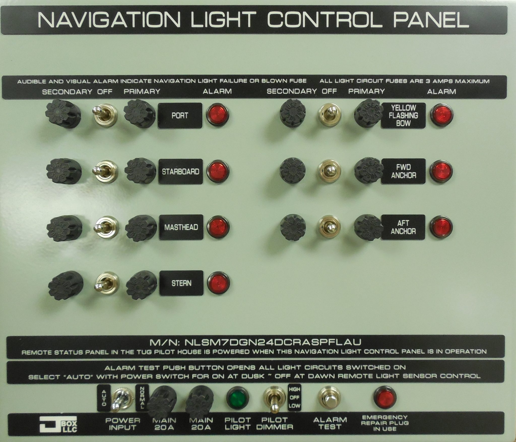 Navigation Light Control Panel JBOX, LLC.